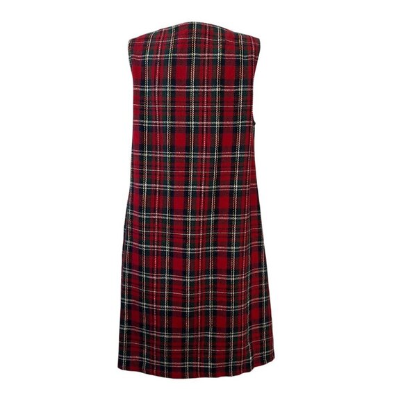 April Cornell Red Tartan Plaid Wool Blend School Girl Academia Midi Dress Size M - Picture 4 of 8